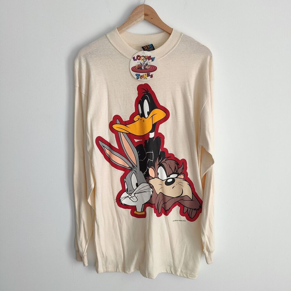 Vintage Looney Tunes Taz Daffy Duck Crew Neck Shirt Size Medium Deadstock New
